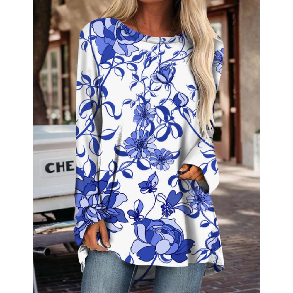 Женская футболка с длинным рукавом, новый топ с принтом, модная новая одежда на осень и зиму, свободная версия большого размера с длинным рукавом