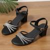 Fashion Thick Heel Platform Women's Sandals Wedding Shoes 2025 Summer New Fashion Casual Ladies Elegant Heeled Sandals Office High Heels