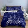 Lunar Module Blueprint Design Bedding Duvet Cover Set Duvet Cover Pillowcases  (1*Duvet Cover 2*Pillowcases, without duvet insert)