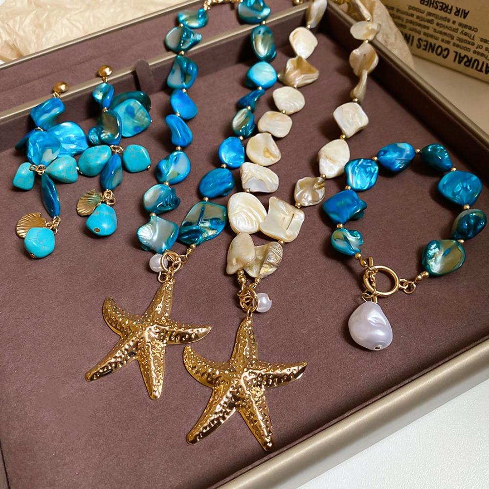 Имитация жемчуга Богемские ракушки бусины браслет украшения натуральные раковины пляжные серьги повседневные