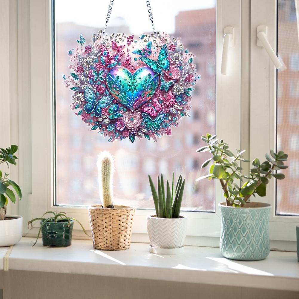 Цветок 2D Плоский Набор для алмазной вышивки своими руками Стразы Алмазное искусство Подвески для окон Подвеска Алмазное искусство Настенный декор для дома и окон