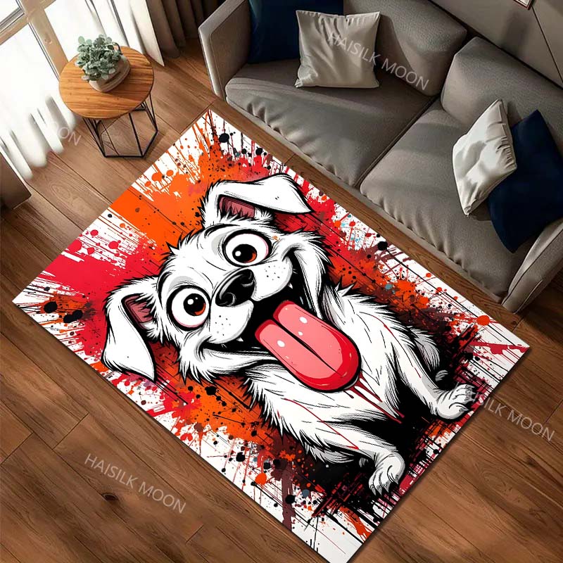 Splash Painting Puppy Carpet for Living Room Bedroom Bedside Floor Mat Cloakroom Kids Activity Area Rugs Luxury Gifts