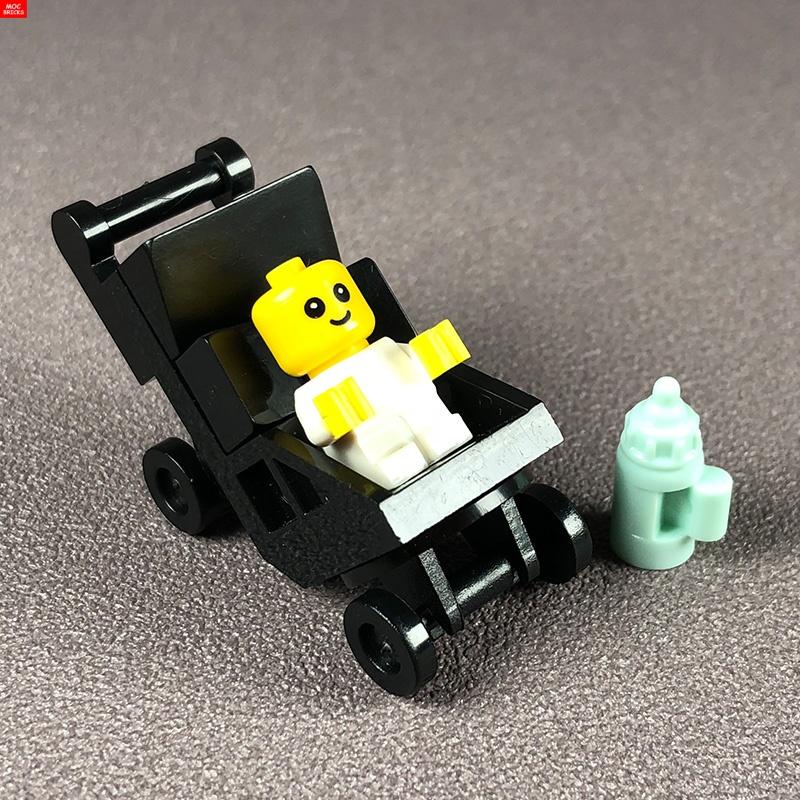 MOC Кубики Детская коляска люлька для младенцев подставка для бутылочки Обучающие Строительные Блоки Игрушки для Детей Девочек Подарок