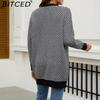 BITCED Oversized Long Cardigan Sweater for Women Autumn/Winter Lazy Style Striped Colour-Block Knit Cardigan