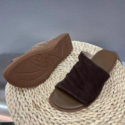 Женские тапочки из овчины в ретро-расцветке, новые, для улицы, с круглым носком, кожаные, красивые, универсальные, модные, крутые тапочки