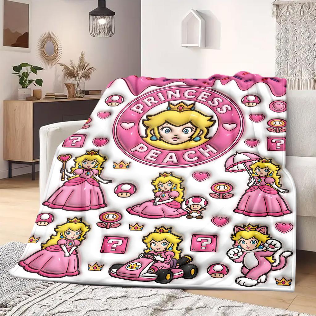 Mario Anime Print Blanket Warm  Comfortable Flannel Blanket Suitable for Bedrooms, Sofas, Beds, Chairs, Picnics, Travel