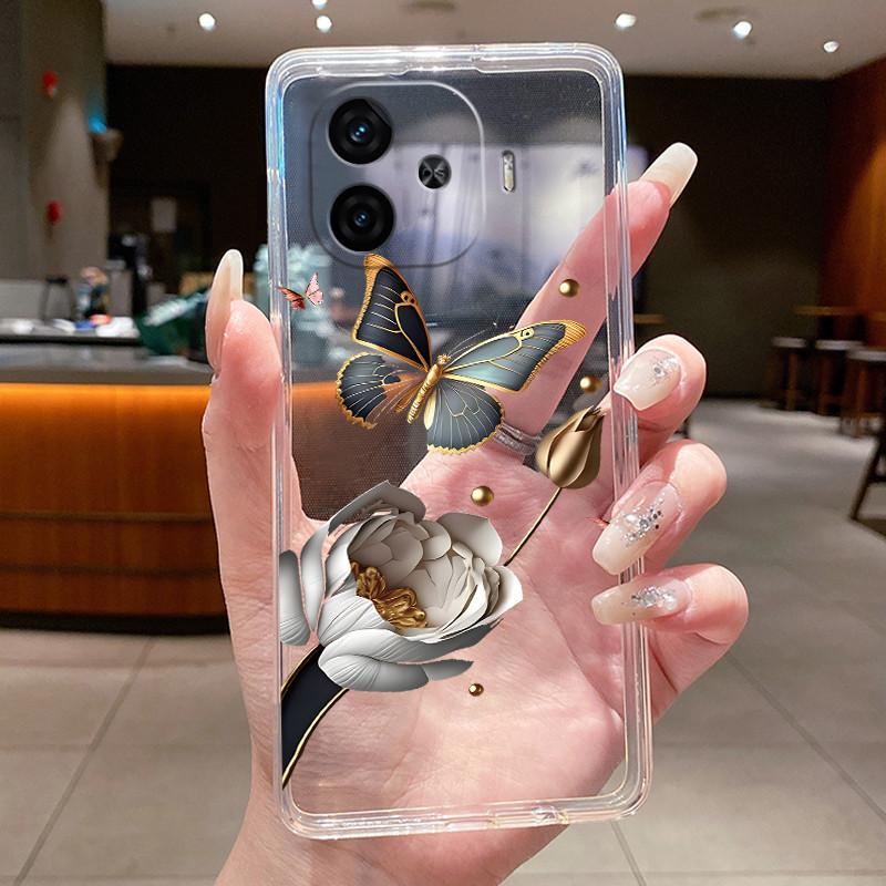 Case For Vivo IQOO Z9 Turbo Turbo+ Neo 10R Capa Flower Butterfly Protective Shell For Vivo Y200 GT Soft Silicone TPU Phone Cover