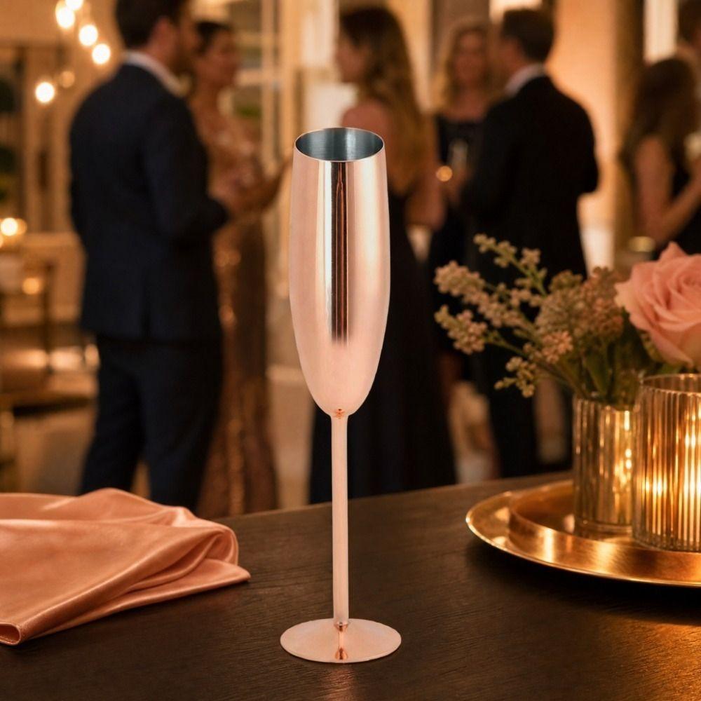 Бокал для вина из нержавеющей стали Rose Gold, бокал из нержавеющей стали 304, элегантные бокалы для шампанского, свадьба
