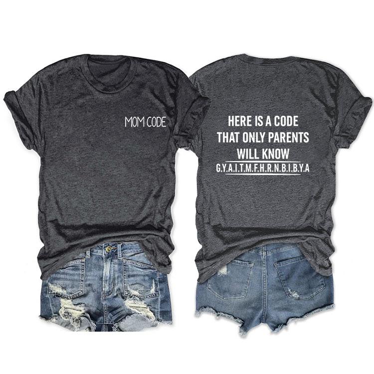 Fashion before and after here is a code letter print women's casual short sleeves