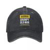 Warning Grumpy Old Man Men Women Baseball Cap Funny Caution Distressed Washed Hat Outdoor Activities Unstructured Soft Snapback