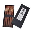 Wooden Chopsticks Japanese Style Rectangular Red Sandalwood Inlaid Boxwood Reusable Chopsticks with