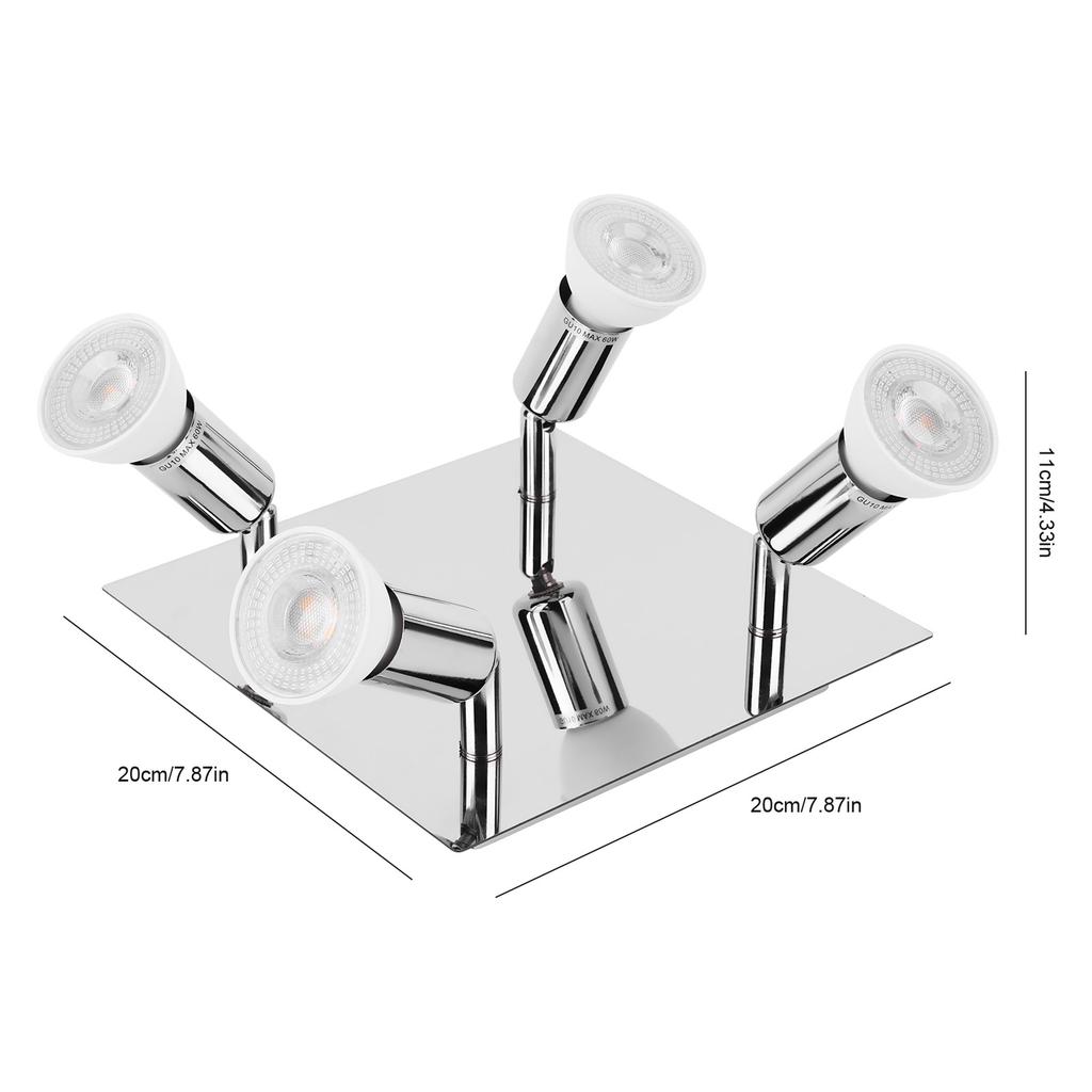 4 Way Square Spot Light Ceiling Spotlight 4 GU10 Bulbs Chandelier Lamps Adjustable Angle Rotatable Ceiling Light for Home Decor
