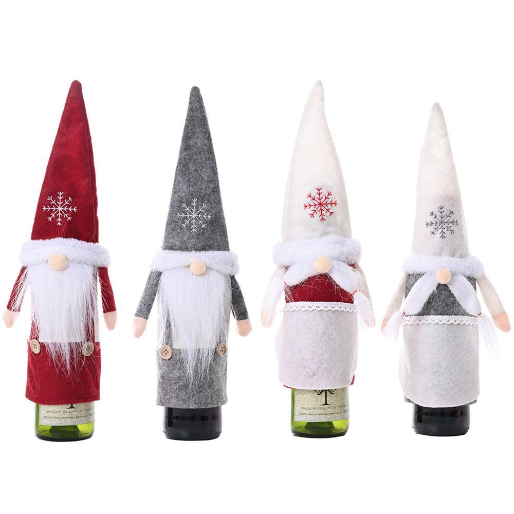 Party Table Decor Xmas Gift Santa Claus Wine Bottle Cover Bottle Dress Up Christmas Ornaments