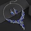 GemChic Женские новые изысканные ожерелья из сплава с ветками цветов и кристаллами, стразами, ключицы, серьги, комплект из двух предметов, подарок на день рождения, Рождество