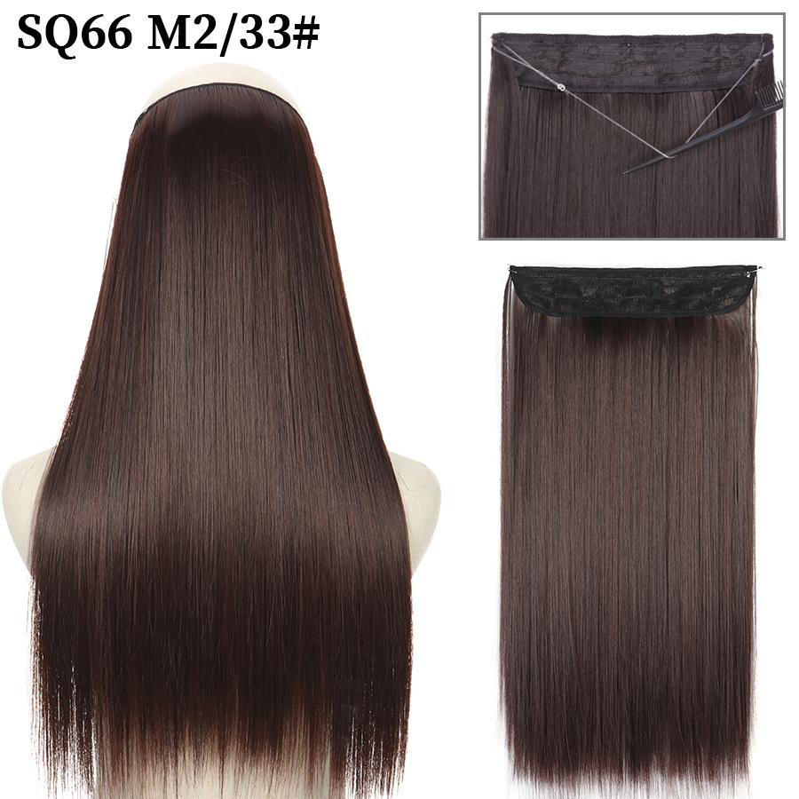 MISS WIG Synthetic Invisible Fish Wire No Clip Wavy Hair Extensions Long Hairpiece Natural Black Brown Blonde for Women Fake Hair Piece