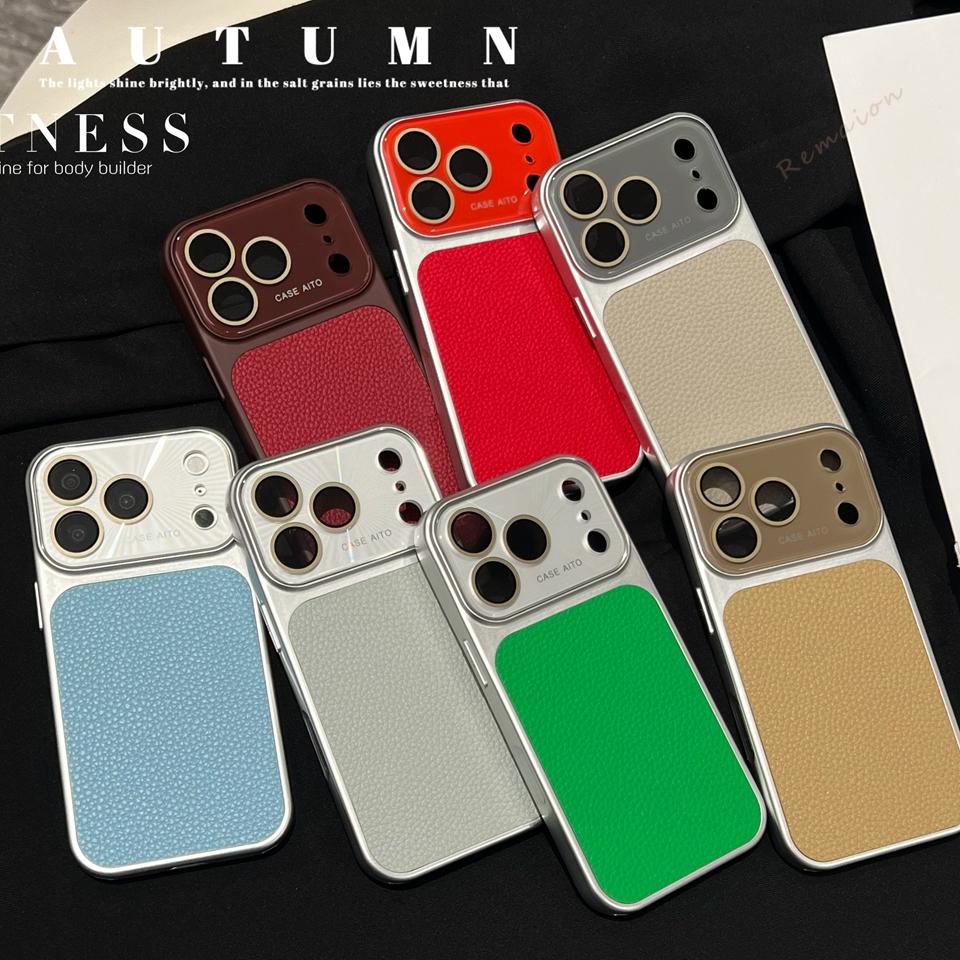 Official Lychee Leather Big Window Phone Case For For Iphone 17 13 14 1 16 Pro Max 16Pro 17Pro Candy Len Camera Protector Cover