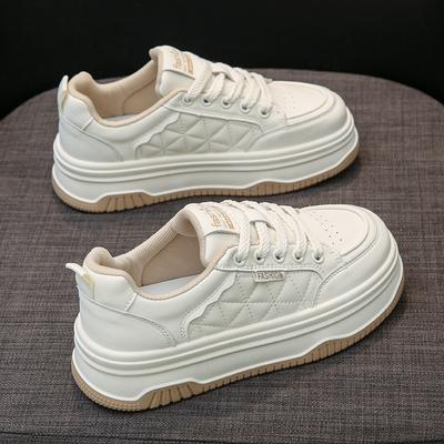 Кожаные туфли на платформе белого цвета, женская обувь, весна и лето, новые универсальные туфли для увеличения роста, повседневная спортивная обувь для женщин