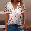 Women's T Shirt Tee Printed Short Sleeve Daily Weekend Fashion Basic V Neck Regular Top