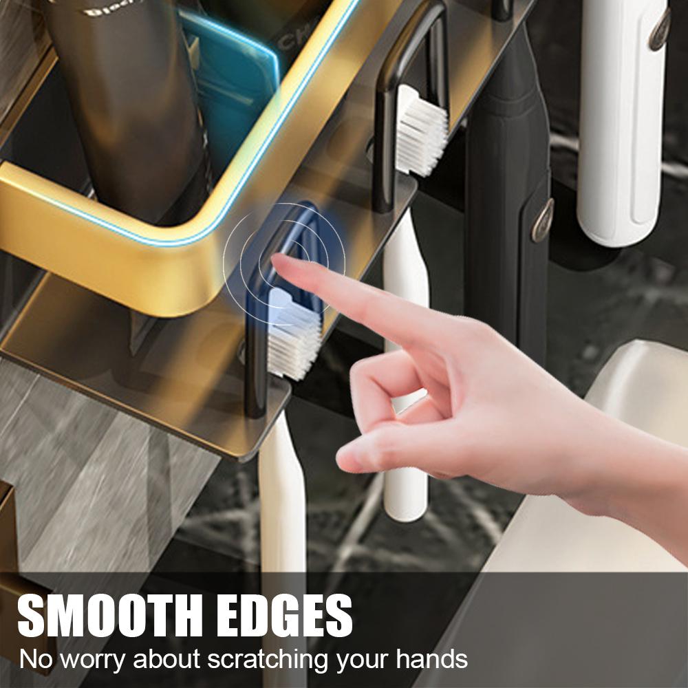 Органайзер настенный держатель для зубной пасты без дырокола полка для ванной комнаты из алюминиевого сплава экономит место аксессуары держатель для зубных щеток