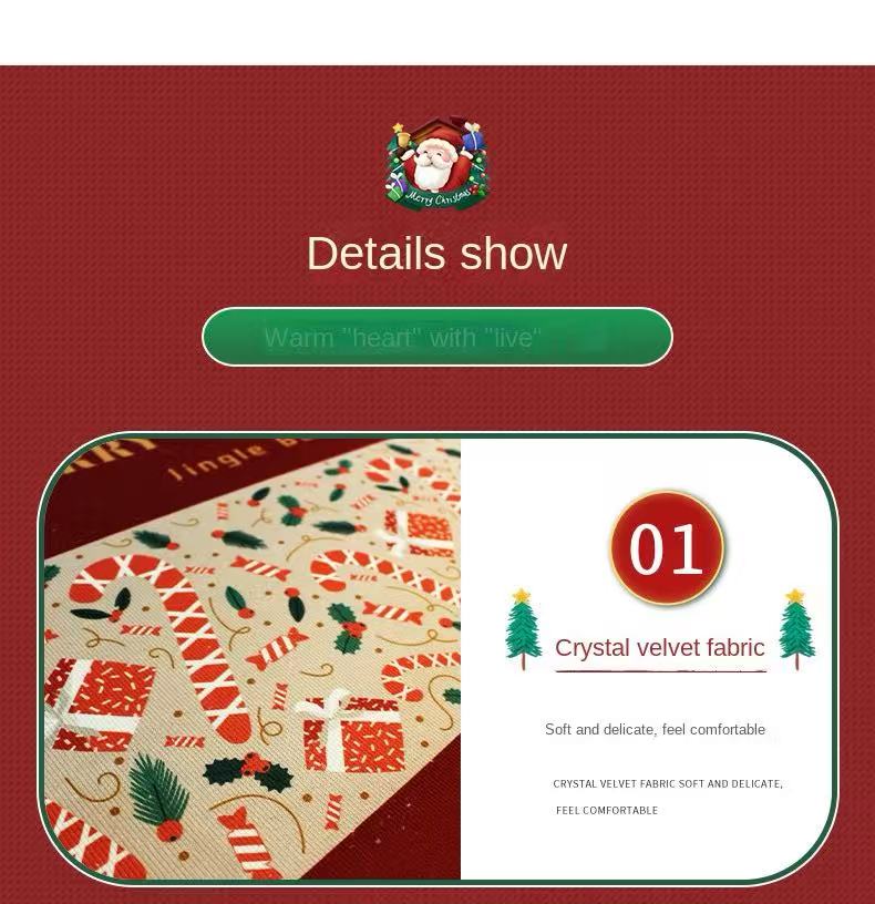 VIKAMA 1/2pcs Santa Claus Kitchen Mat Bedroom Living Room Corridor Runner Rug Indoor Outdoor Entryway Welcome Doormat Home Decor