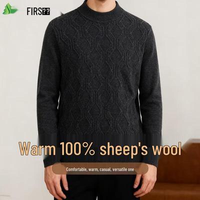 FIRS Мужской свитер из 100% шерсти с круглым вырезом