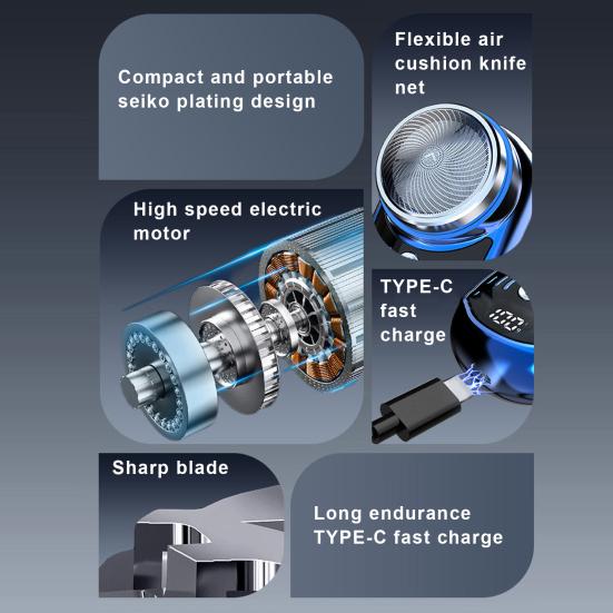 Мужская электробритва, аккумулятор, дисплей, USB перезаряжаемая мини-роторная бритва для путешествий, портативный беспроводной триммер для волос, инструмент для удаления бороды, подарок парню