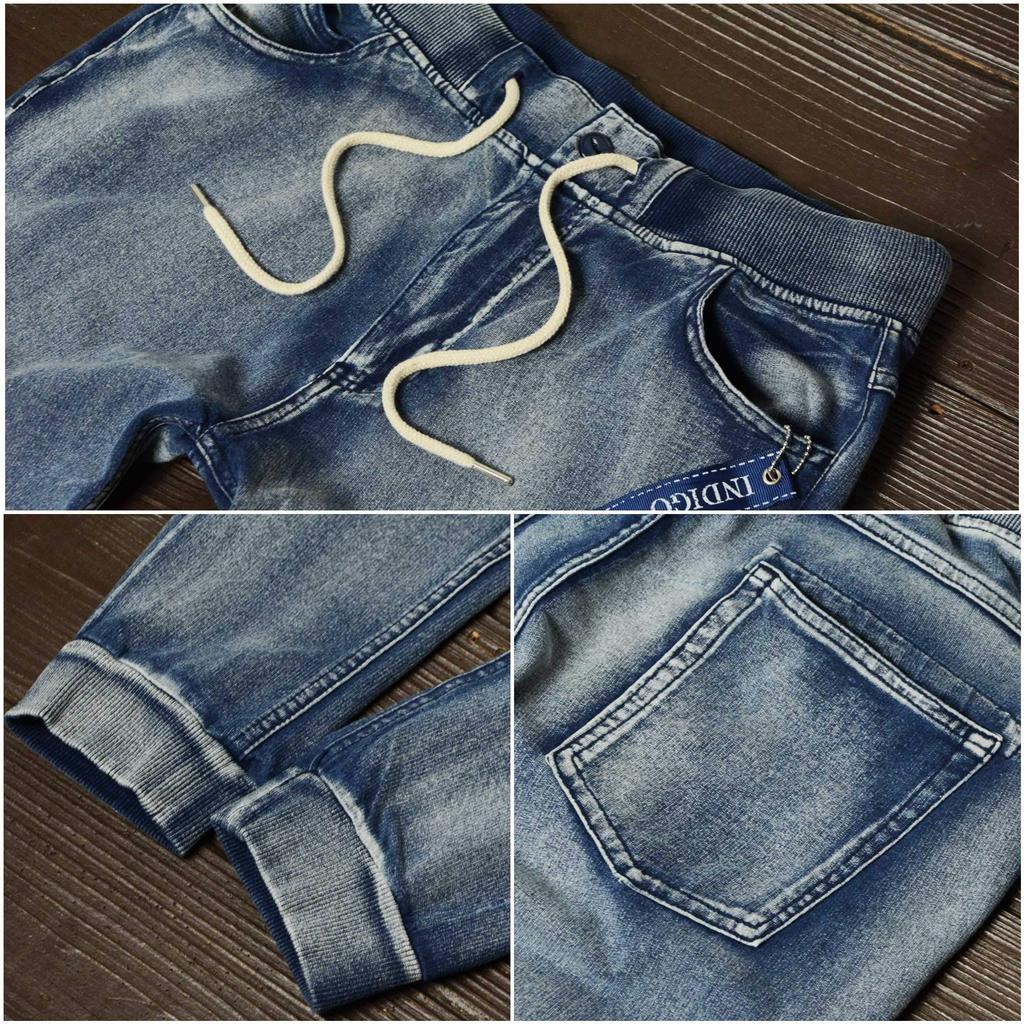 Джинсовый комплект с худи на молнии и брюками-джоггерами, спортивным верхом и низом, сшитый свитшот 26128 Размер [slow&easy] (Повседневная мода) - Набор,