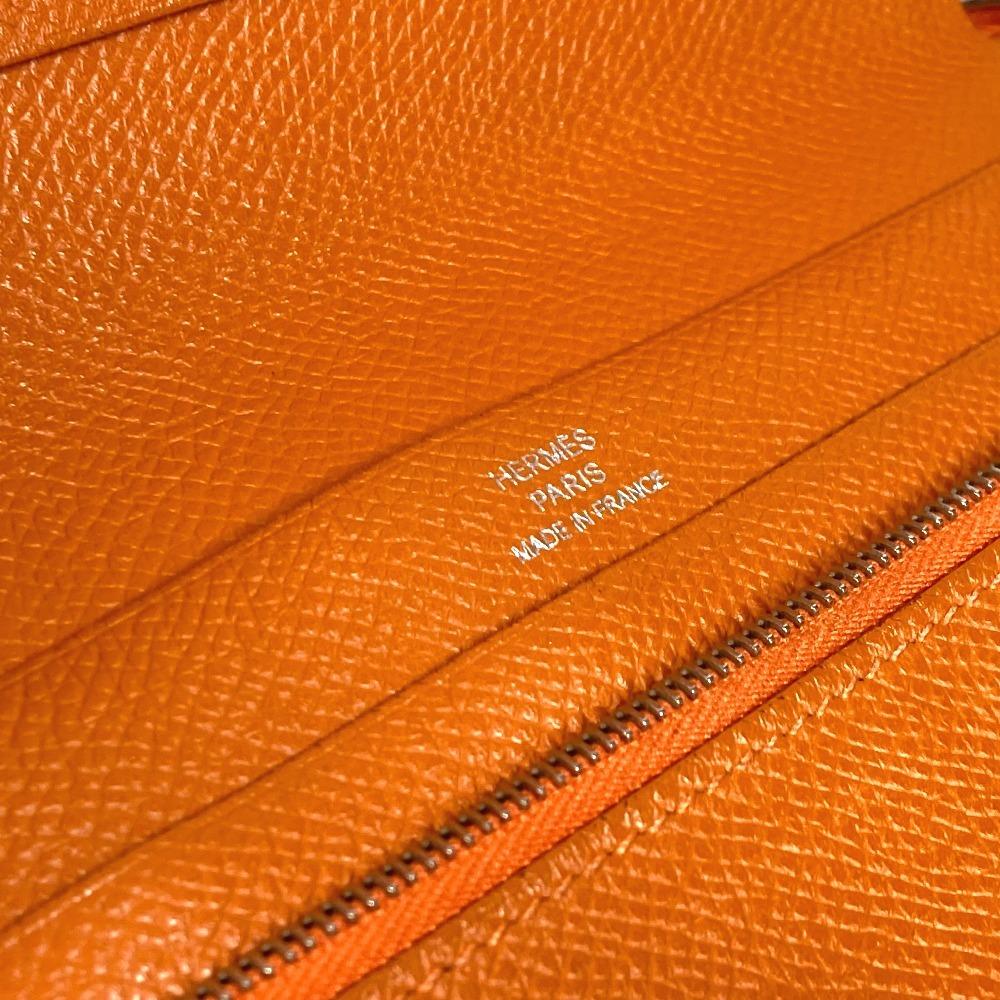 Hermes Azap Интеграл Длинный кошелек Кошелек на молнии по периметру Кожаный Оранжевый