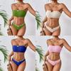 2025 New Solid-color Bikini Swimsuit Is A European and American Sexy Lace-up Two-piece Bikini