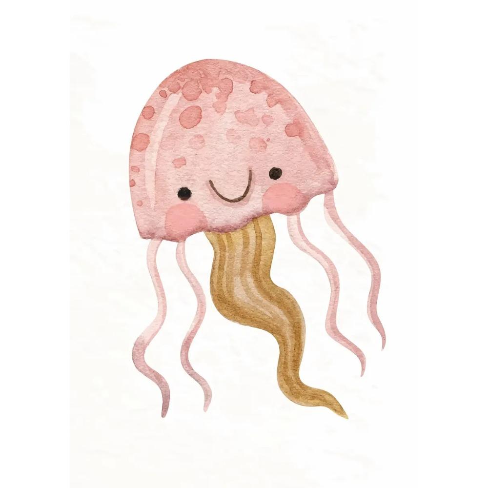 Милый постер с акварельными морскими животными, минимализм, пляж, принт с осьминогом и китом, холст, настенное искусство, картина, декор для дома, детской комнаты