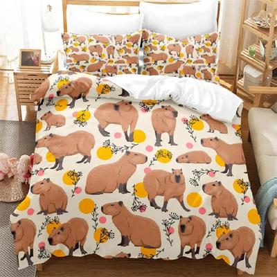 Комплект постельного белья Kawaii Capybaras Single Twin Full Queen King Size Комплект постельного белья Aldult Kid Bedroom Duvetcover Sets 3D bed cover set