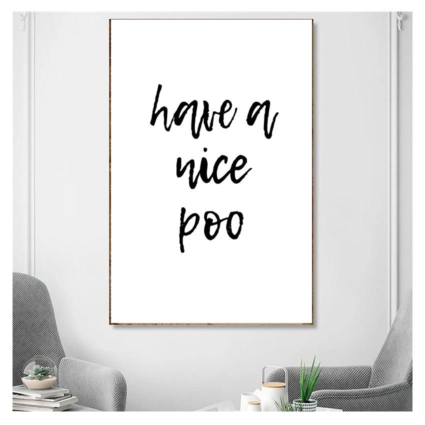 Art Prints Rock and Roll Minimalism Canvas Painting Quote Have a Nice Poo WC Sign Home Decor Funny Toilet Poster Bathroom Wall No Frame