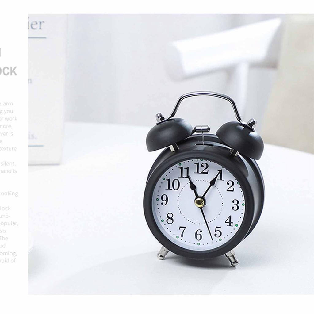3 Inch Twin Bell Alarm Clock Modern Metal Mechanical Bedside Ringing Alarm Clock Battery Operated