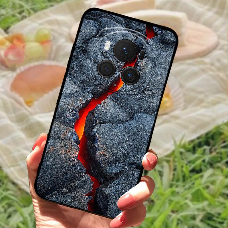 Чехол-бампер для Honor Magic6 Pro, силиконовый, мягкий, с рисунком под мрамор, черный, полный комплект защиты