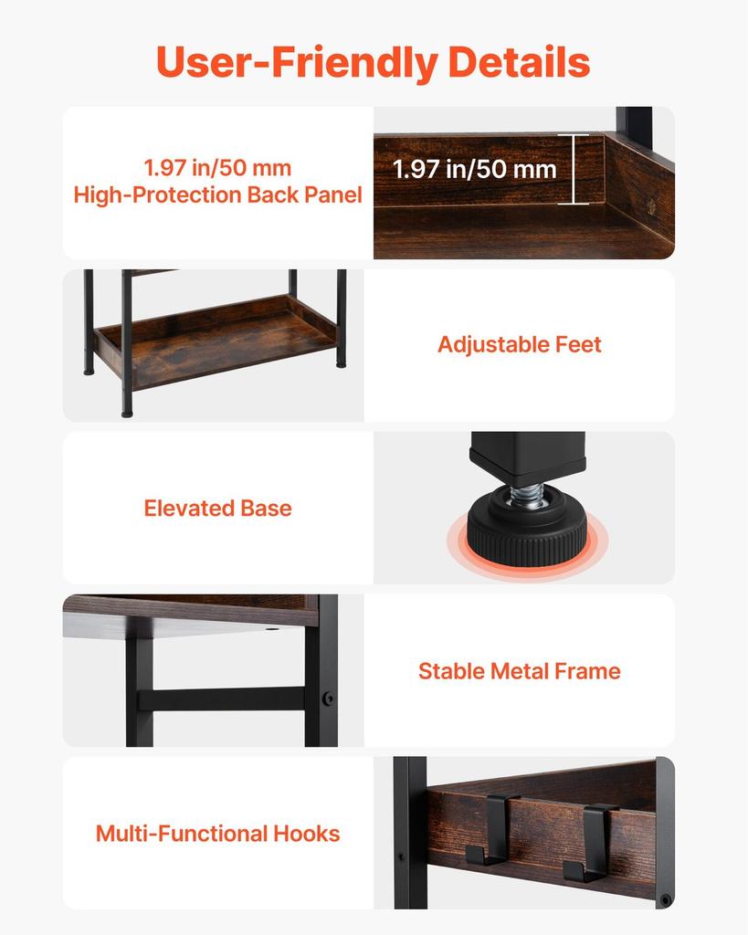 Industrial Bookshelf, 6-Tier, Vintage Ladder Shelf Bookshelves and Bookcases, with Metal Frame, Book Organizer with Open Shelves, for Living Room,