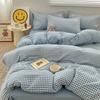 Комплект постельного белья из чистого хлопка, четырехпредметный, простой клетчатый, хлопковые простыни, пододеяльник, полосатое постельное белье