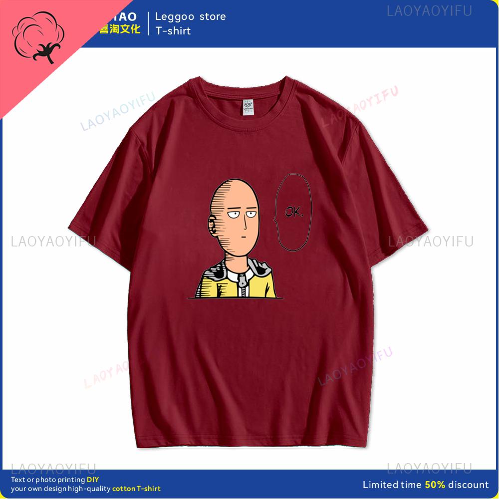 One punch man says Ok cartoon hip hop crew neck casual fashion street wear trend summer comfortable men women universal Tshirt