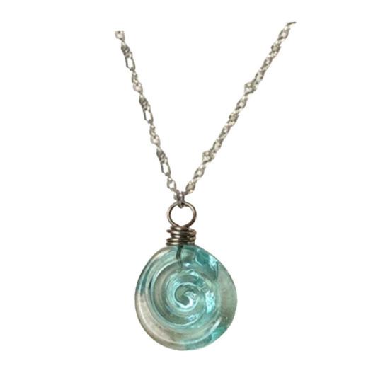 Серьги-спирали из переработанного стекла, ожерелье, ручная работа, уникальные, глубина отражает свет, серьги-крючки, кулон-ожерелье