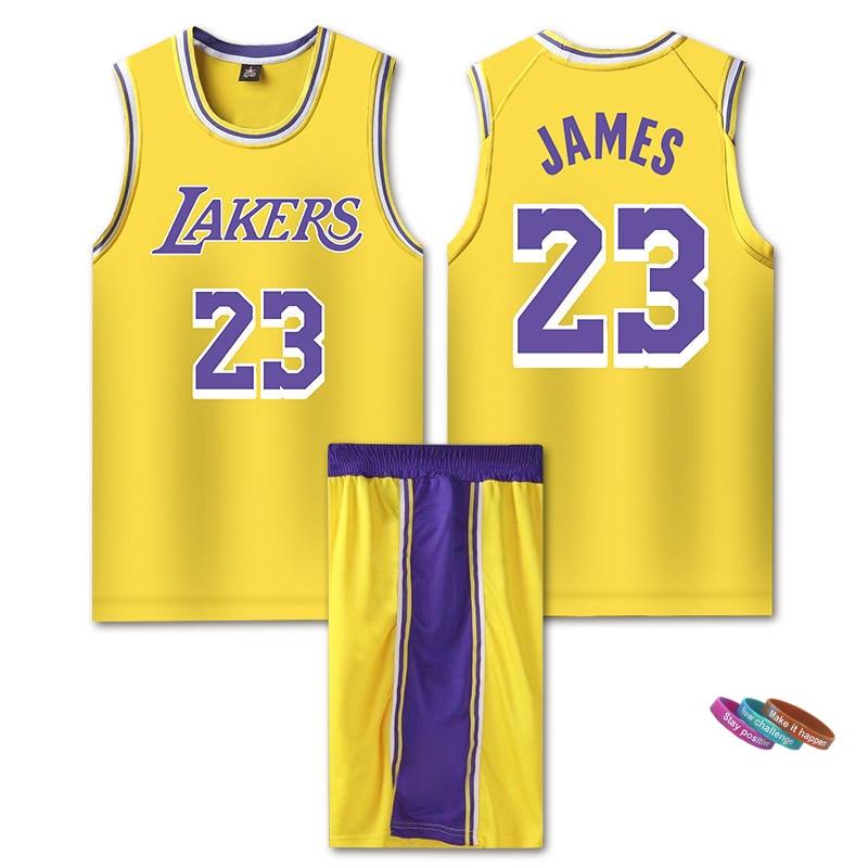 Детская баскетбольная майка Los Angeles Lakers Джеймс №23 - Желтая | Полиэстер | Дышащая быстросохнущая спортивная одежда