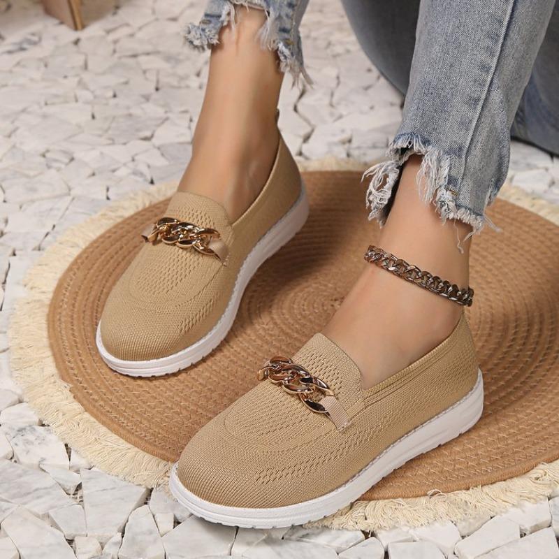 Fly-knit Shoes with Platform Soles Breathable Loafers for Women