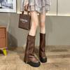 Новое место большеголовые брюки-ботинки милый крутой ветер горячие девушки груда ботинок толстая подошва ковбойские сапоги но ботфорты высокие верховые