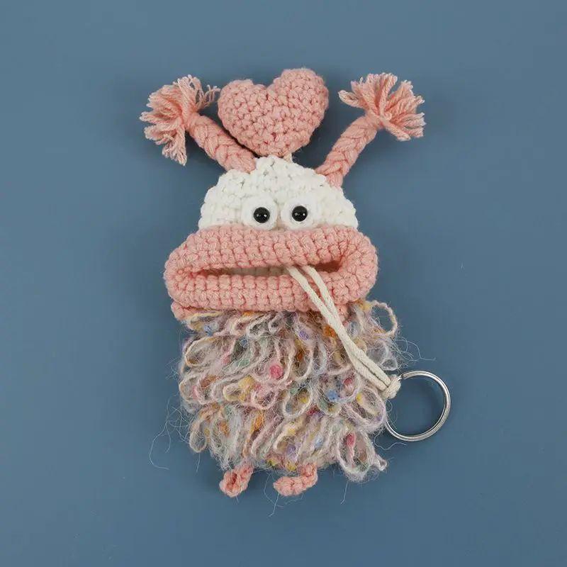 Забавные вязаные крючком брелоки Вязание Милая кукла с сосисочным ртом Держатель для ключей Полезная вязаная сумка для хранения Брелоки для автомобильных ключей Оптовая торговля