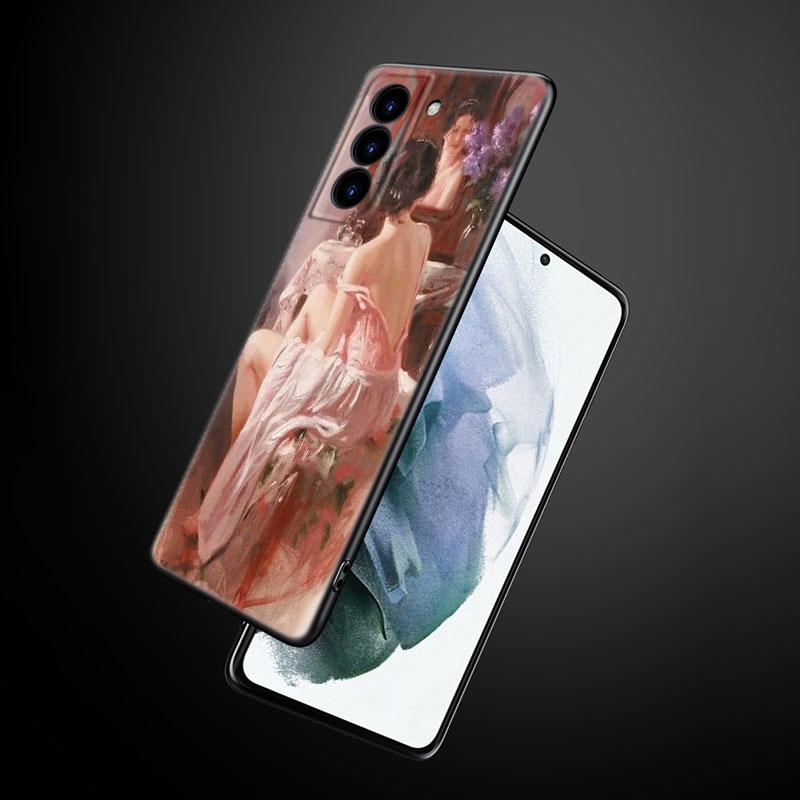 Чехол для телефона с художественной росписью в стиле Ренессанс для Samsung Galaxy S22 Pro S21 S20 Ultra FE S10 Lite 5G S10E S9 S8 Plus, мягкий черный чехол из ТПУ