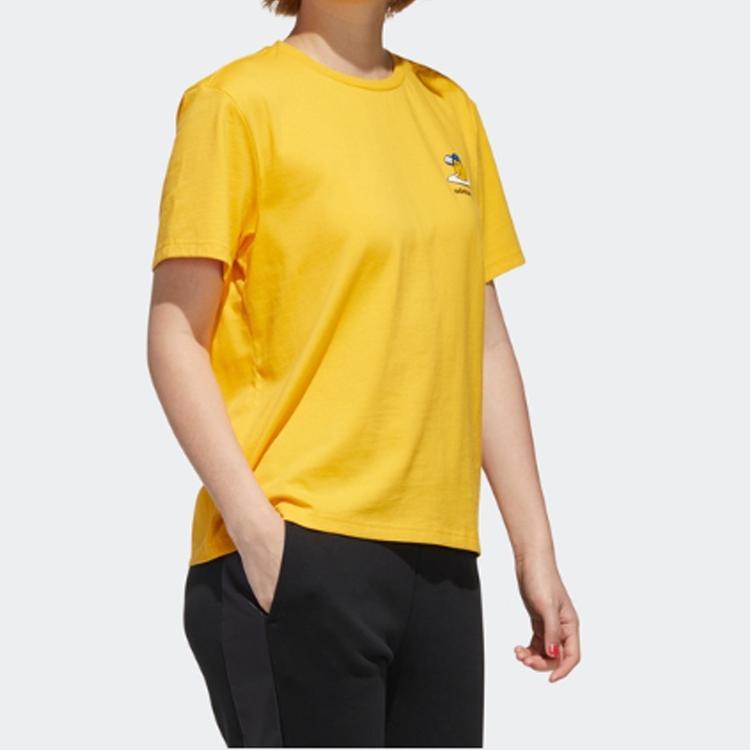 Adidas Футболка с коротким рукавом Neo с круглым вырезом и обычным кроем, женские топы, желтый GP5901