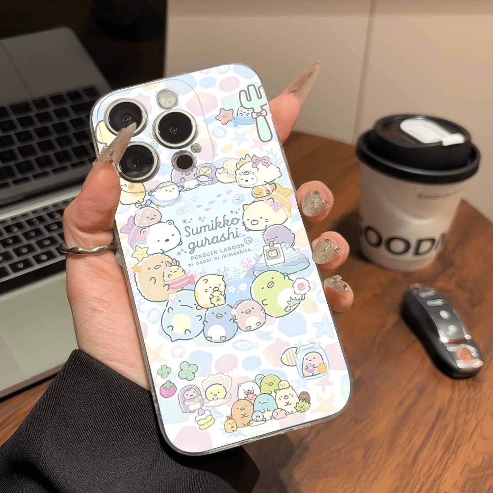 Аниме S-Sumikko G-Gurashi Прозрачный ТПУ Чехол для Телефона для iPhone 17 11 12 13 14 15 16 Pro Max 16 Plus Чехол