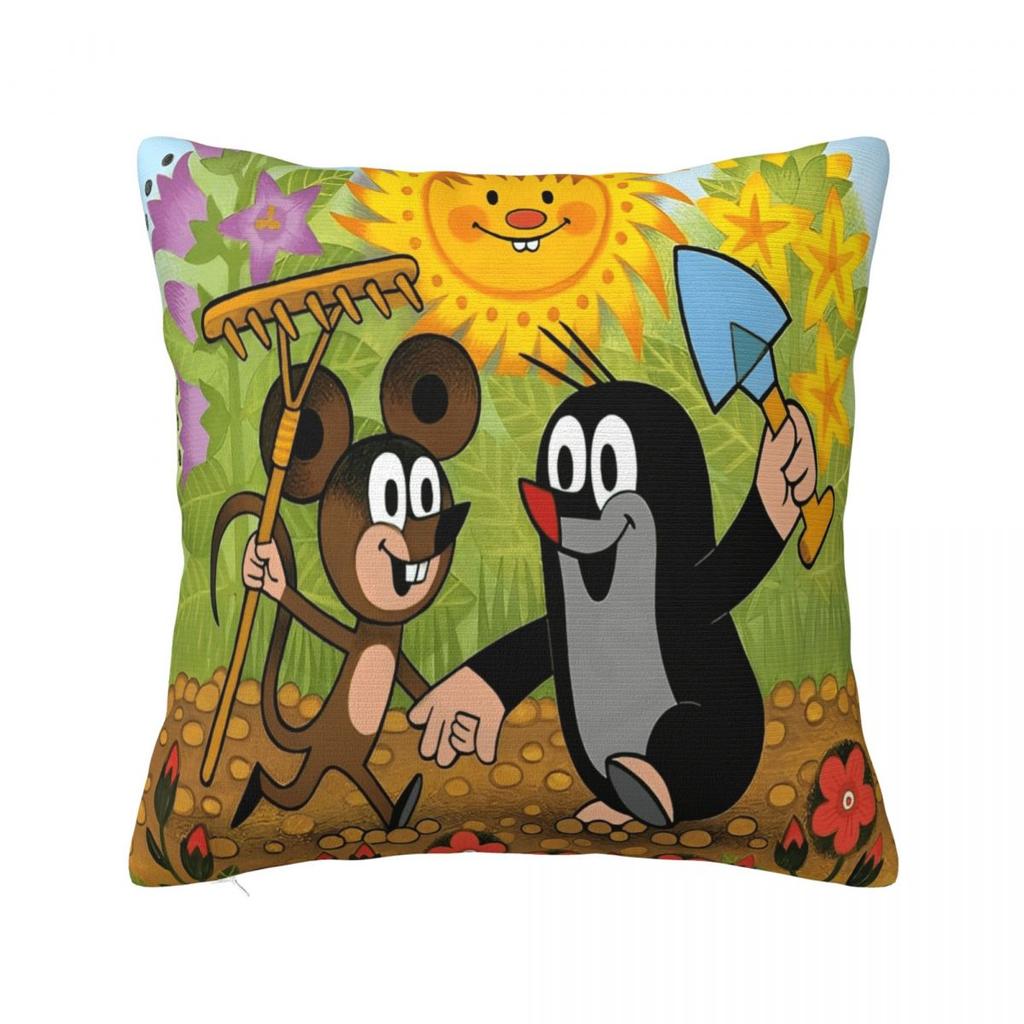 The Little Mole Cartoon Animal Printed Pillowcase Cushion Cover Throw Pillow Cover New Style Bedroom Decor Square Multiple Sizes