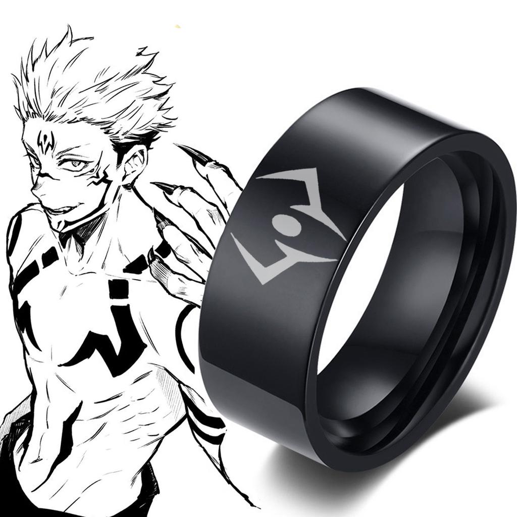 Anime Jujutsu Kaisen Rings Ryōmen Sukuna Cosplay Black Dead Eye Unisex Ring Prop Jewelry Gift Stainless Steel Accessories