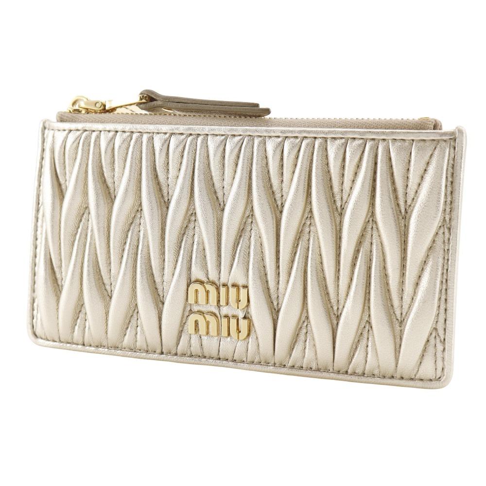 MIUMIU Fragment Case Card Case Matelasse Envelope Coin Purse PIRITE Leather Women Used