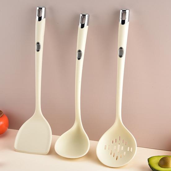 4Pcs Silicone Spatula Set Long Handle Non Stick Spatula Slotted Spoon Turner Ladle High Heat Resistant Kitchen Utensils for Omelettes