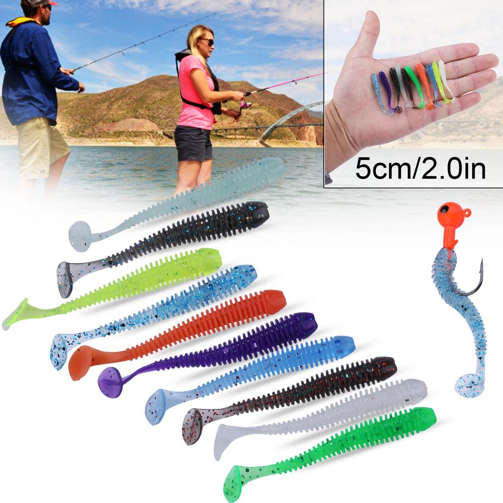 10pcs/lot Soft Rubber Bait Fishing Lure Wobbler Soft Worm Carp Fishing  Artificial Silicone Swimbait